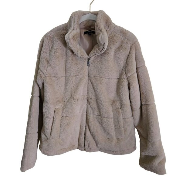 Blashe Plush Beige Neutral Super Soft Full Zip Jacket Size M - Picture 1 of 5